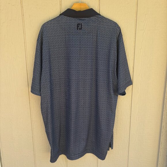 Footjoy Golf Lisle Polo Shirt Men's Large Blue Paisley Stretch Comfort Summer - Picture 8 of 10